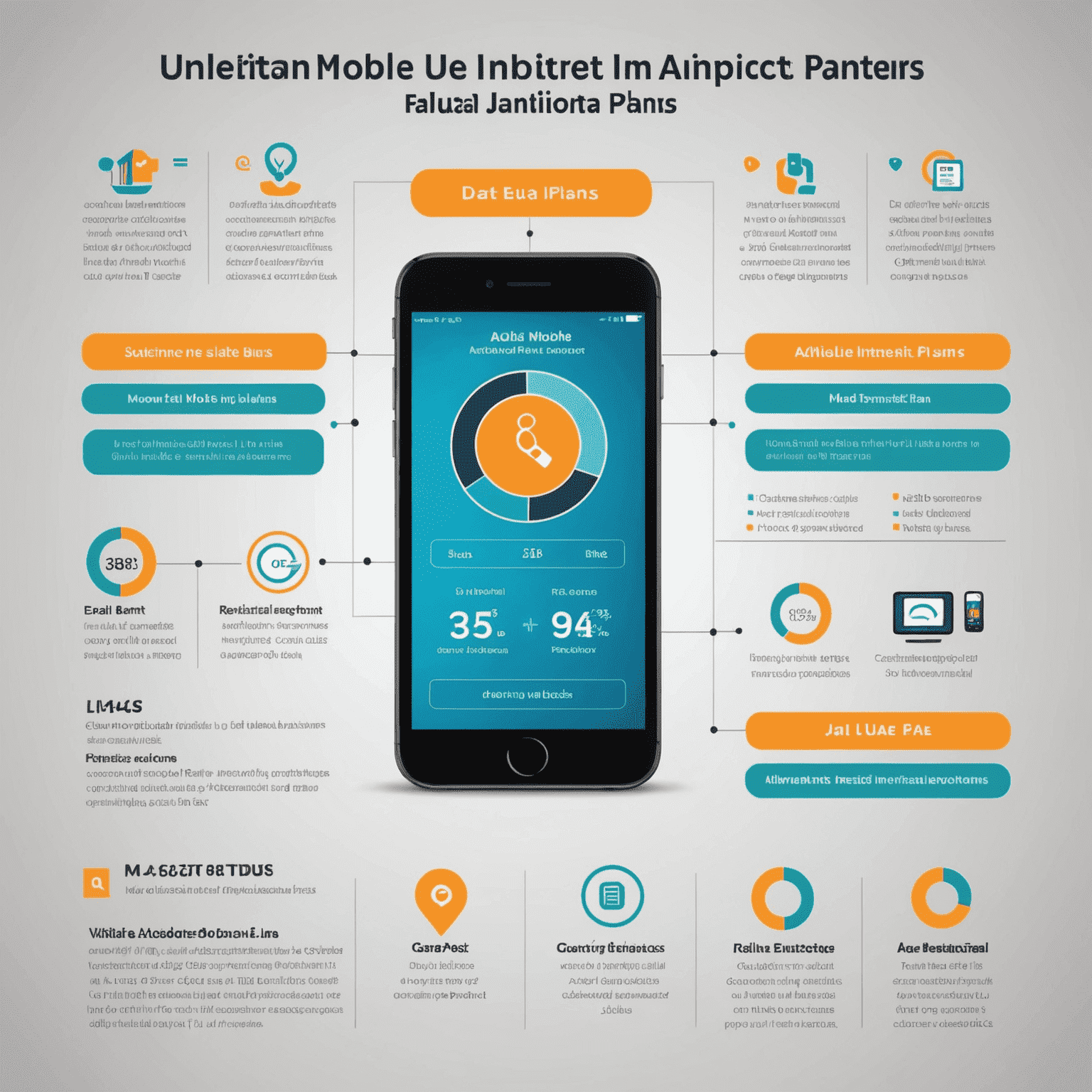 An infographic showcasing various unlimited mobile and internet plans available for UAE customers, including data allowances, call minutes, and additional features