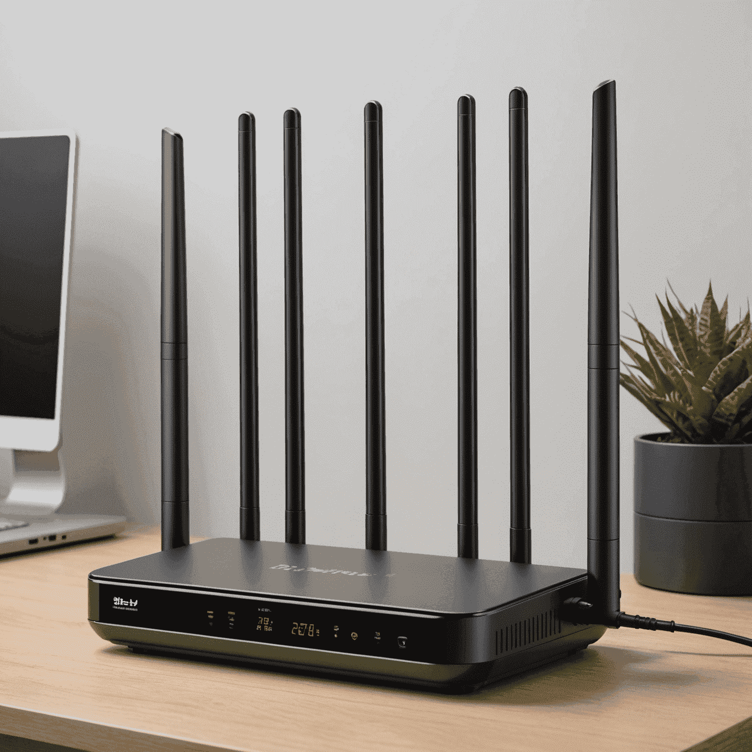 High-speed internet router with multiple devices connected, showcasing various internet speeds and data limits for UAE homes and businesses